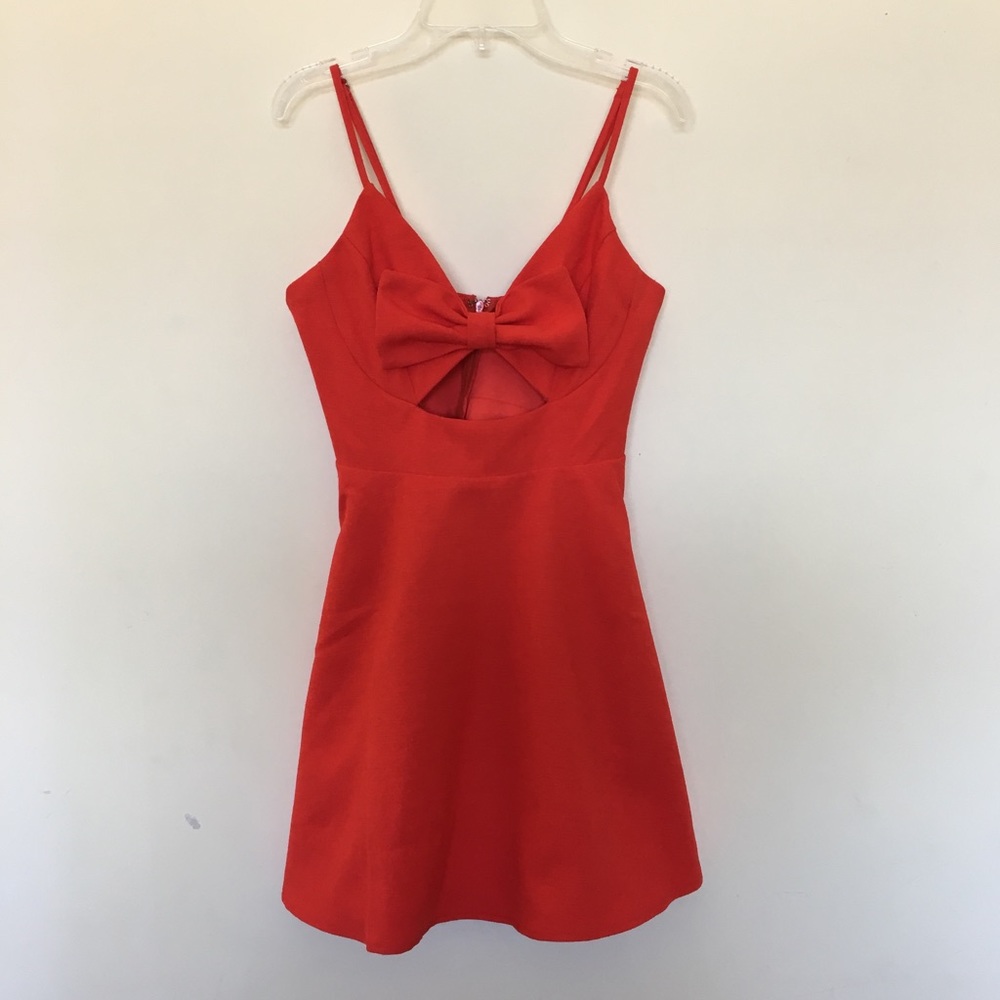 Red Bow Cut Out Mini Dress